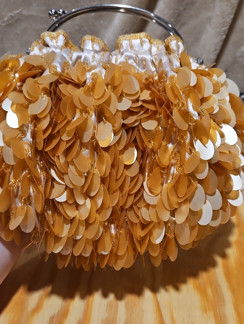 Gold Sequin Clutch Bag